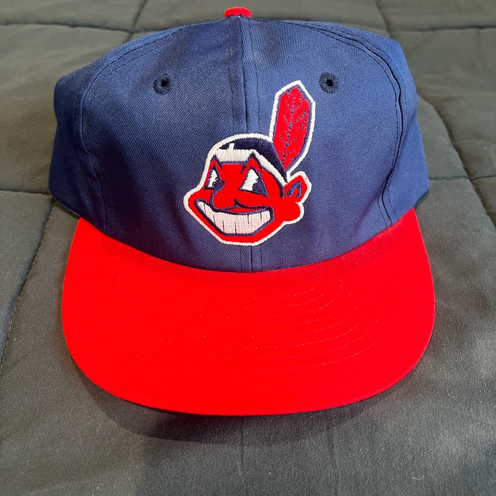 Navy and Red Cleveland Indians Vinyl Snapback Cap